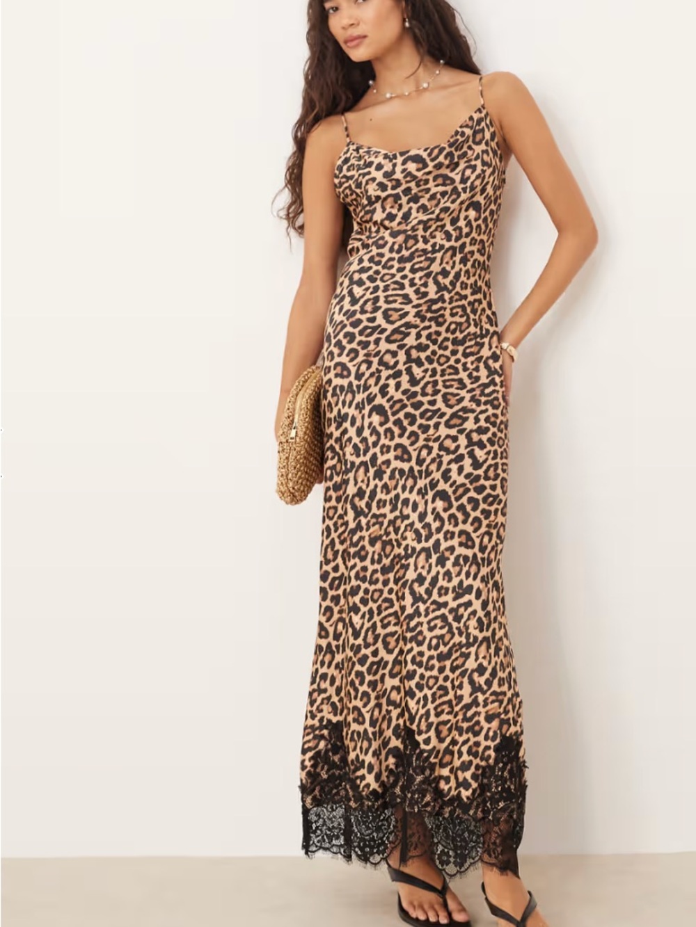 Never Fully Dressed Leopard-Print Slip Maxi Dress in Brown and Black